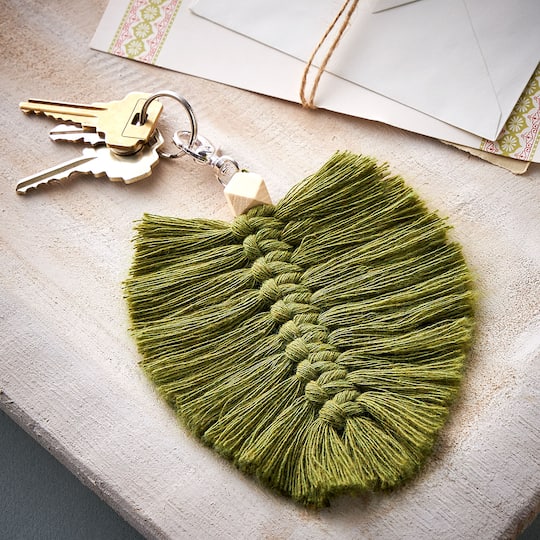 Green Leaf Macrame Keychain Green Leaf Macrame Keychain